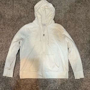 White zip up hoodie